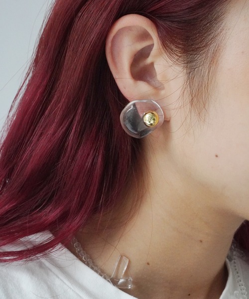 セール】ドロップ アクリル クリア ピアス #（ピアス（両耳用