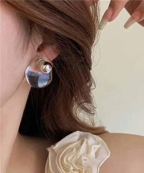 セール】ドロップ アクリル クリア ピアス #（ピアス（両耳用