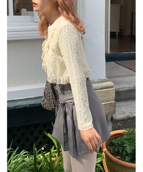 suzie angel（スージー エンジェル）の「サイドリボン プリーツ ミニスカート バレエコア（スカート・レディース・グレー・M/S/L）」の2枚目の写真