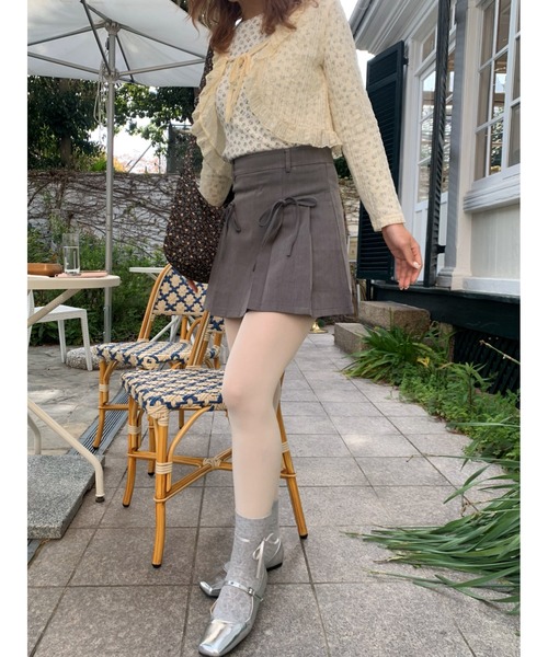 suzie angel（スージー エンジェル）の「サイドリボン プリーツ ミニスカート バレエコア（スカート・レディース・グレー・M/S/L）」の10枚目の写真
