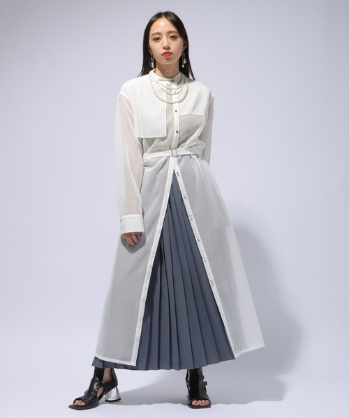 HARE（ハレ）の「メッシュデザインワンピース(HARE)（ワンピース・レディース・ホワイト/ブラック・FREE）」の4枚目の写真