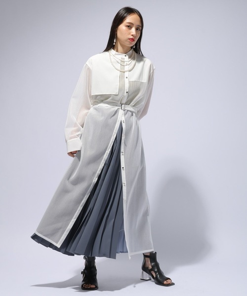 HARE（ハレ）の「メッシュデザインワンピース(HARE)（ワンピース・レディース・ホワイト/ブラック・FREE）」の5枚目の写真