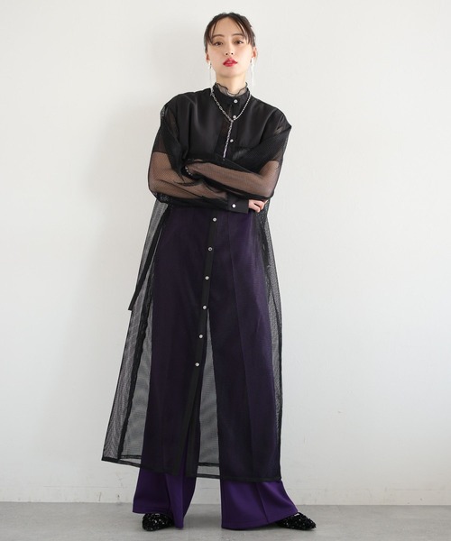 HARE（ハレ）の「メッシュデザインワンピース(HARE)（ワンピース・レディース・ホワイト/ブラック・FREE）」の6枚目の写真