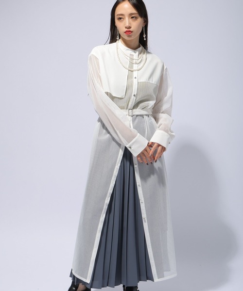 HARE（ハレ）の「メッシュデザインワンピース(HARE)（ワンピース・レディース・ホワイト/ブラック・FREE）」の9枚目の写真