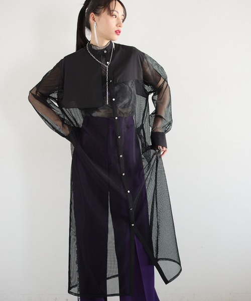 HARE（ハレ）の「メッシュデザインワンピース(HARE)（ワンピース・レディース・ホワイト/ブラック・FREE）」の13枚目の写真