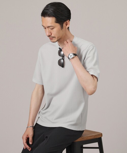 TAKEO KIKUCHI(タケオキクチ)の「【抗菌防臭/日本製】ハイブリッド サーフニット Tシャツ(Tシャツ/カットソー・メンズ・ライトグレー/カーキ/ネイビー/ブラック・02/03/04/01)」の19枚目の写真
