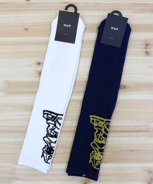 HUF(ハフ)の「レイブ クルー ソックス 靴下 RAVE CREW SOCK(ソックス/靴下・メンズ・ネイビー/ホワイト・OS)」の3枚目の写真