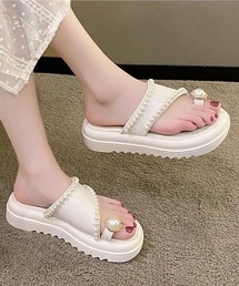 パールライン バックストラップ 厚底 トング サンダル