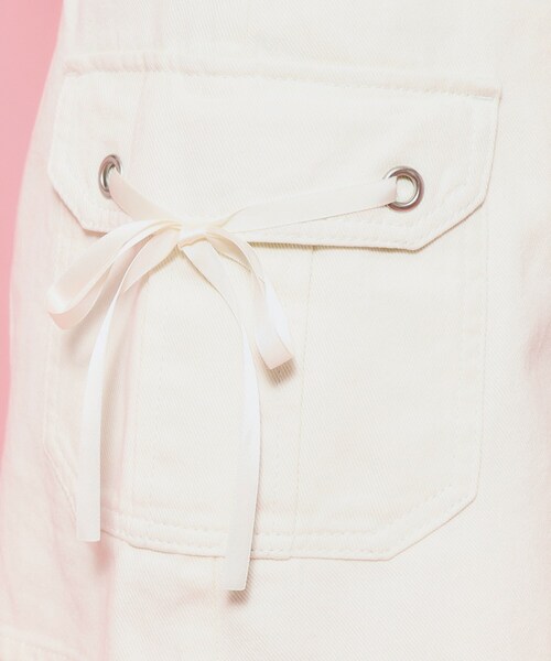 PINK-latte（ピンクラテ）の「◆【130cmあり】リボンディテールカーゴスカート（スカート・キッズ・ブラック/アイボリー/ブルー系9・14/15 /16/13）」の7枚目の写真