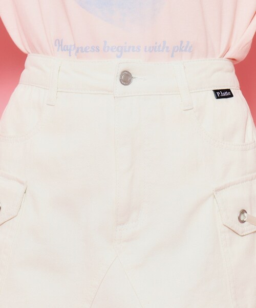 PINK-latte（ピンクラテ）の「◆【130cmあり】リボンディテールカーゴスカート（スカート・キッズ・ブラック/アイボリー/ブルー系9・14/15 /16/13）」の19枚目の写真