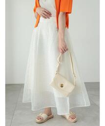 ◎シアーチェックフレアスカート