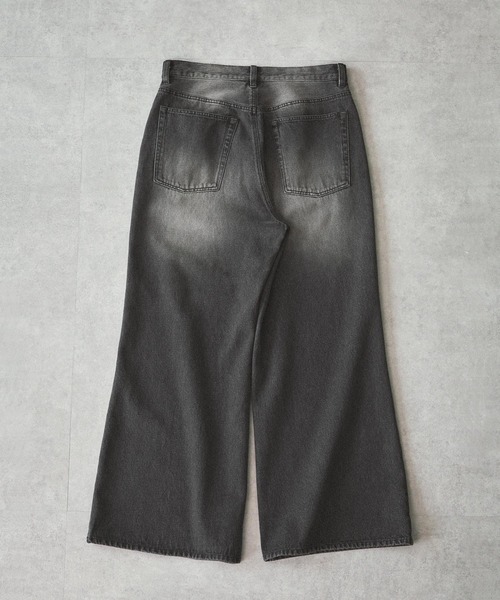 ヴィンテージ加工セミワイドフレアデニムパンツ（デニムパンツ