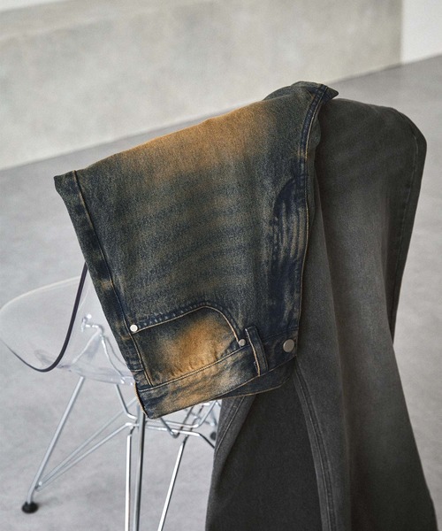 EMMA CLOTHES（エマクローズ）の「ヴィンテージ加工セミワイドフレアデニムパンツ（デニムパンツ・メンズ・ブラック/インディゴブルー・L/M/S）」の10枚目の写真