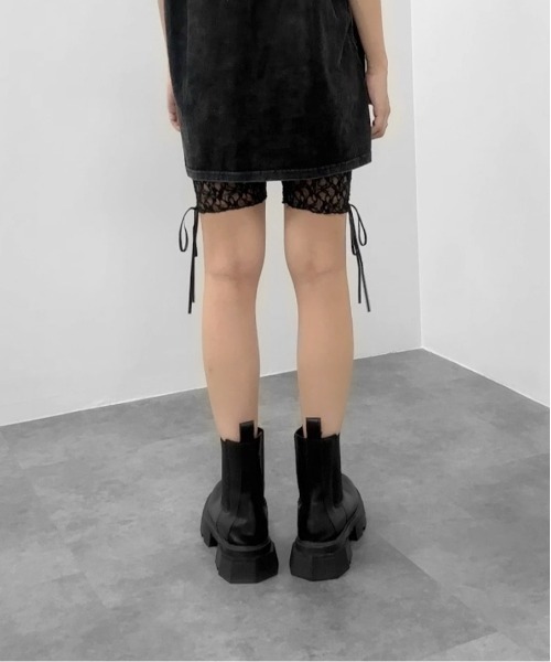 SIIILON 黒レース ハーフパンツ レギンス ロングレギンス付きハーフパンツ【AS】 | GOLDSTORE SIIILON 黒レース