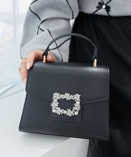 MAJESTIC LEGON（マジェスティックレゴン）の「ビジューバックルバッグ（ショルダーバッグ・レディース・グレイッシュベージュ/ブラック/ベージュ系その他2・FREE）」の6枚目の写真