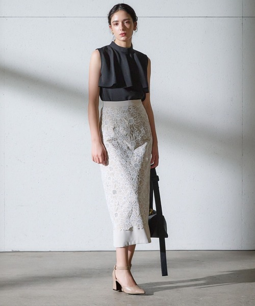 Andemiu（アンデミュウ）の「レースキリカエＩラインスカート136085（スカート・レディース・ベージュ/オレンジ/チャコールグレー・SMALL/MEDIUM）」の20枚目の写真