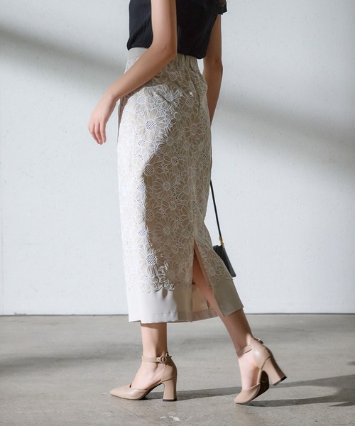 Andemiu（アンデミュウ）の「レースキリカエＩラインスカート136085（スカート・レディース・ベージュ/オレンジ/チャコールグレー・SMALL/MEDIUM）」の22枚目の写真