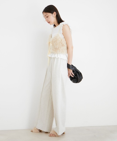 VIS（ビス）の「【前後2WAY】リボンディテールフェイクファービスチェ【洗える】（キャミソール・レディース・ホワイト系その他5/ライトグレー・FREE）」の5枚目の写真