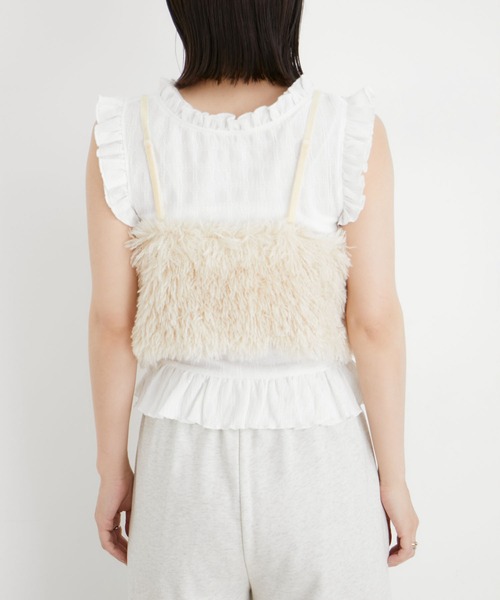 VIS（ビス）の「【前後2WAY】リボンディテールフェイクファービスチェ【洗える】（キャミソール・レディース・ホワイト系その他5/ライトグレー・FREE）」の13枚目の写真