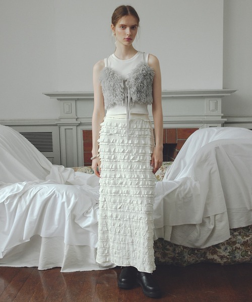 VIS（ビス）の「【前後2WAY】リボンディテールフェイクファービスチェ【洗える】（キャミソール・レディース・ホワイト系その他5/ライトグレー・FREE）」の20枚目の写真