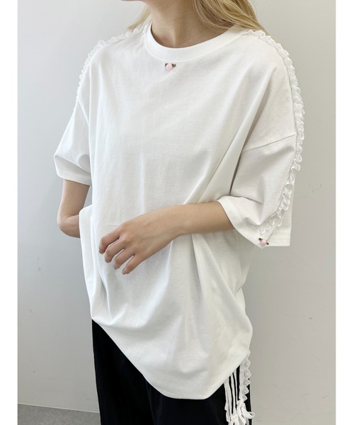 WC(ダブル シー)の「レースラインビッグTシャツ(Tシャツ/カットソー・レディース・ホワイト/ブラック・FREE)」の17枚目の写真