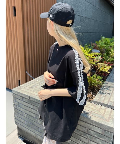 WC(ダブル シー)の「レースラインビッグTシャツ(Tシャツ/カットソー・レディース・ホワイト/ブラック・FREE)」の16枚目の写真