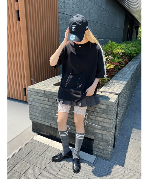 WC(ダブル シー)の「レースラインビッグTシャツ(Tシャツ/カットソー・レディース・ホワイト/ブラック・FREE)」の14枚目の写真