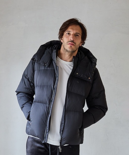 メンズビギ ダウンジャケット コート ウール 牛革 襟付き 新品 ネイビー M MEN'S BIGI｜メンズビギ（メンズ）のダウンジャケット/コート（無地