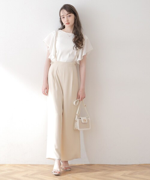 couture brooch(クチュールブローチ)の「◆【洗える・二の腕カバー】ピコレースフレア袖テレコ(Tシャツ/カットソー・レディース・オフホワイト/ブラック/グレー・36/38/40/42)」の4枚目の写真