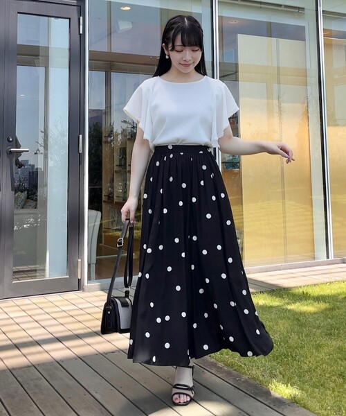 couture brooch(クチュールブローチ)の「◆【洗える・二の腕カバー】ピコレースフレア袖テレコ(Tシャツ/カットソー・レディース・オフホワイト/ブラック/グレー・36/38/40/42)」の13枚目の写真