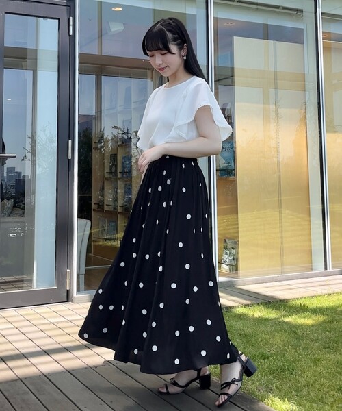 couture brooch(クチュールブローチ)の「◆【洗える・二の腕カバー】ピコレースフレア袖テレコ(Tシャツ/カットソー・レディース・オフホワイト/ブラック/グレー・36/38/40/42)」の14枚目の写真