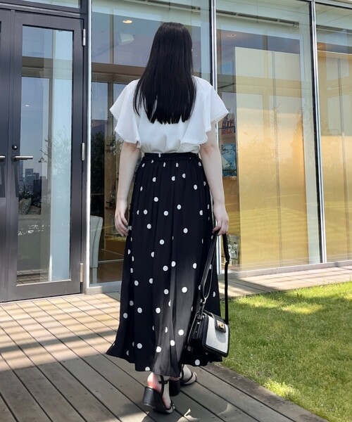 couture brooch(クチュールブローチ)の「◆【洗える・二の腕カバー】ピコレースフレア袖テレコ(Tシャツ/カットソー・レディース・オフホワイト/ブラック/グレー・36/38/40/42)」の15枚目の写真