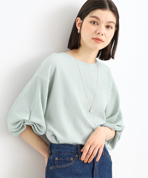THE SHOP TK (ザ ショップ ティーケー )の「◆【二の腕カバー/カラーを追加し再登場】ぽこぽこ袖プルオーバー/洗濯機OK(Tシャツ/カットソー・レディース・ブラック/オフホワイト/グリーン/ベビーピンク/サックスブルー・12/13)」の4枚目の写真