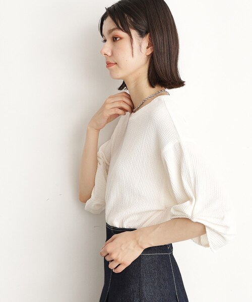 THE SHOP TK (ザ ショップ ティーケー )の「◆【二の腕カバー/カラーを追加し再登場】ぽこぽこ袖プルオーバー/洗濯機OK(Tシャツ/カットソー・レディース・ブラック/オフホワイト/グリーン/ベビーピンク/サックスブルー・12/13)」の13枚目の写真