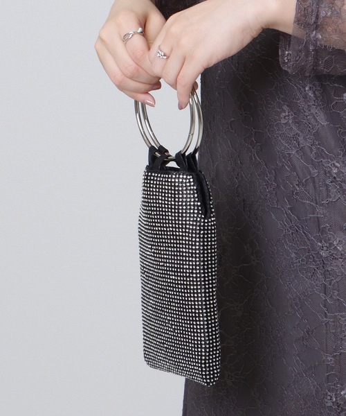 Lace Ladies(レースレディース)の「コンパクト ビジュー スリム リング ハンドバッグ(クラッチバッグ・レディース・シルバー/ブラック/ゴールド・FREE)」の5枚目の写真
