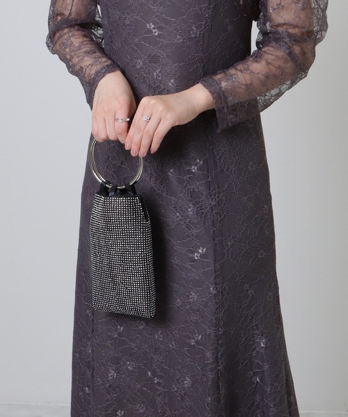 Lace Ladies(レースレディース)の「コンパクト ビジュー スリム リング ハンドバッグ(クラッチバッグ・レディース・シルバー/ブラック/ゴールド・FREE)」の7枚目の写真