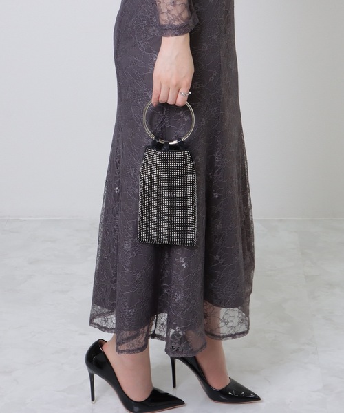 Lace Ladies(レースレディース)の「コンパクト ビジュー スリム リング ハンドバッグ(クラッチバッグ・レディース・シルバー/ブラック/ゴールド・FREE)」の9枚目の写真
