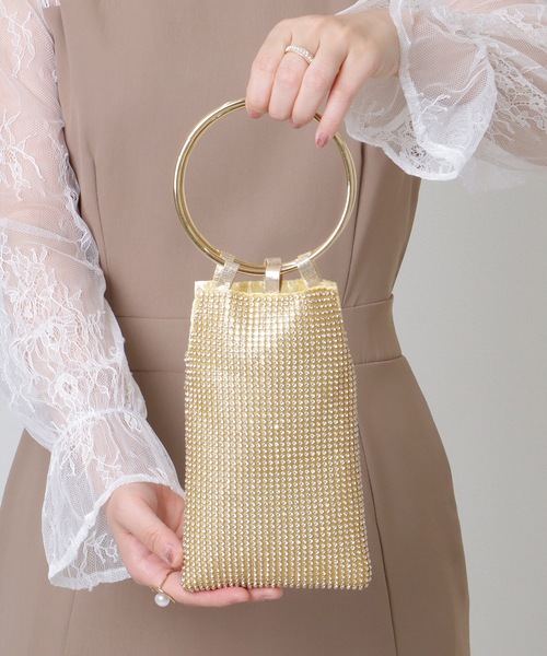 Lace Ladies(レースレディース)の「コンパクト ビジュー スリム リング ハンドバッグ(クラッチバッグ・レディース・シルバー/ブラック/ゴールド・FREE)」の10枚目の写真