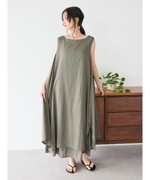 CRAFT STANDARD BOUTIQUE(クラフトスタンダードブティック)の「インド綿混フレアワンピース(ワンピース・レディース・ネイビー/オレンジ/カーキ・FREE)」の15枚目の写真