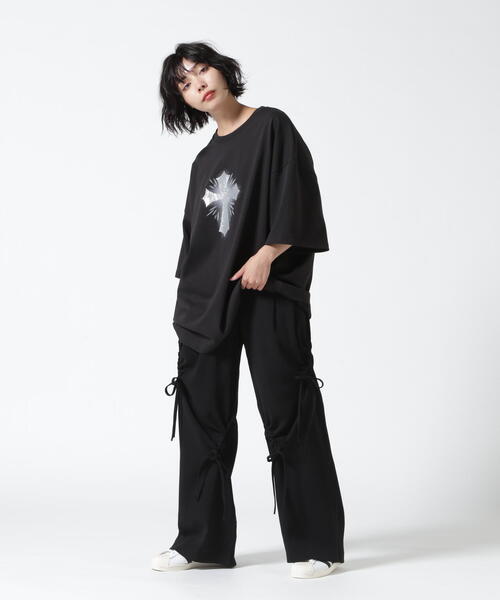 SIS（エスアイエス）の「SISseoul/エスアイエスソウル/クロスＴシャツ（Tシャツ/カットソー・レディース・ホワイト/ブラック/チャコールグレー・F）」の18枚目の写真