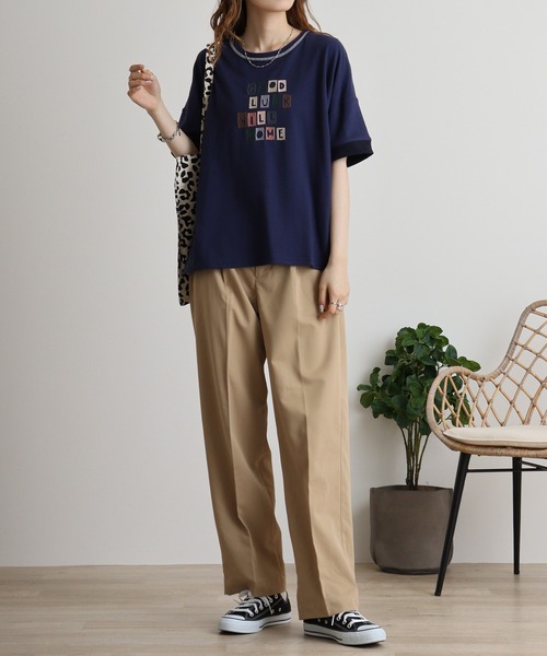 tシャツ EMAGO タイポグラフィーロゴ刺繍Tシャツ レディース 楽天市場】タイポグラフィーロゴ刺繍Tシャツ emago 夏 Tシャツ