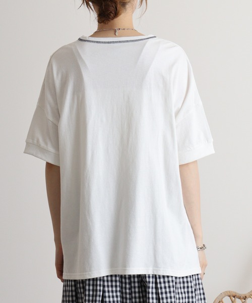 tシャツ EMAGO タイポグラフィーロゴ刺繍Tシャツ レディース 楽天市場】タイポグラフィーロゴ刺繍Tシャツ emago 夏 Tシャツ