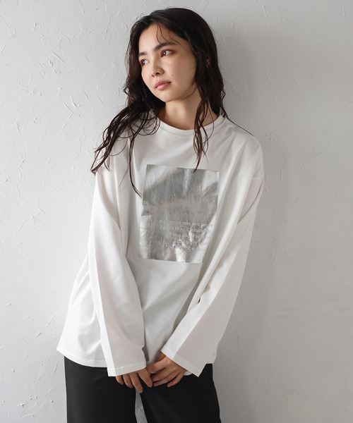 Bonjour　sagan　箔プリントロンT 箔プリントロンT（Tシャツ/カットソー）｜Bonjour Sagan