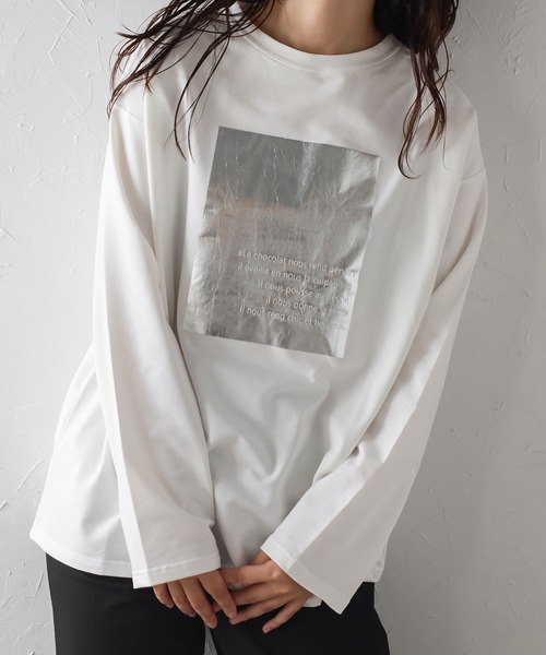 Bonjour　sagan　箔プリントロンT 箔プリントロンT（Tシャツ/カットソー）｜Bonjour Sagan