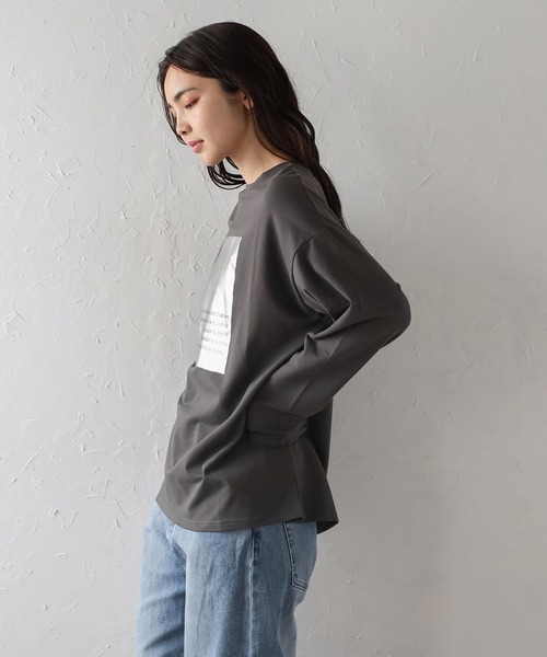 Bonjour Sagan（ボンジュールサガン）の「箔プリントロンT（Tシャツ/カットソー・レディース・チャコールグレー/オフホワイト・FREE）」の14枚目の写真