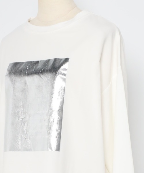 Bonjour Sagan（ボンジュールサガン）の「箔プリントロンT（Tシャツ/カットソー・レディース・チャコールグレー/オフホワイト・FREE）」の20枚目の写真