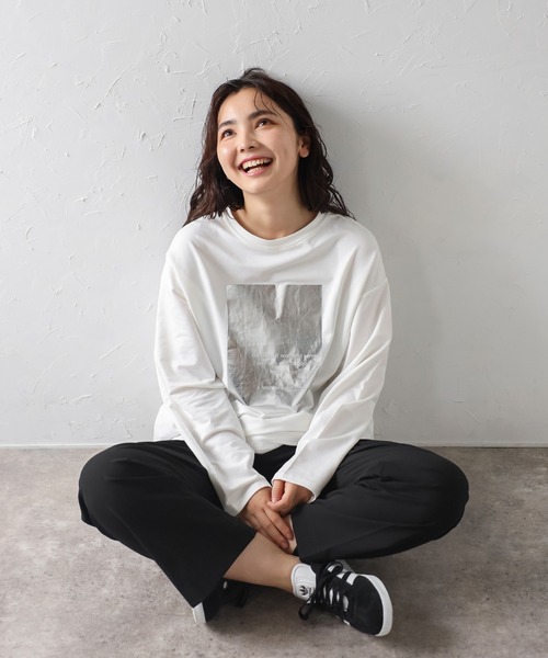 Bonjour　sagan　箔プリントロンT 箔プリントロンT（Tシャツ/カットソー）｜Bonjour Sagan
