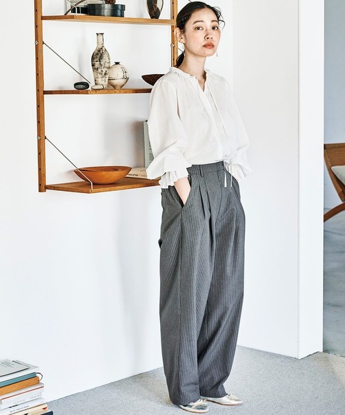 ａｎｄ ｍｙｅｒａ ストライプなスラックス（スラックス）｜and myera（アンド マイラ）