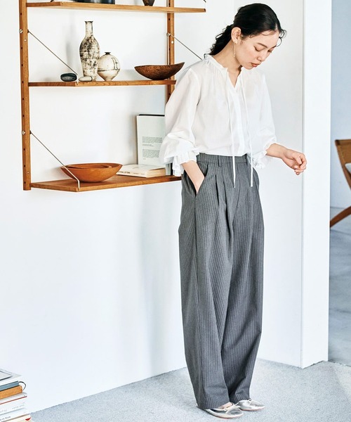 ａｎｄ ｍｙｅｒａ ストライプなスラックス（スラックス）｜and myera（アンド マイラ）