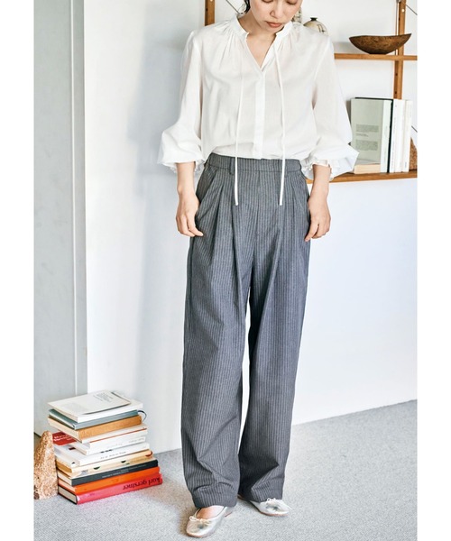 ａｎｄ ｍｙｅｒａ ストライプなスラックス（スラックス）｜and myera（アンド マイラ）